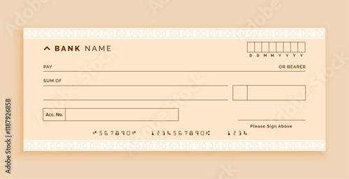 simple bank cheque payment document template