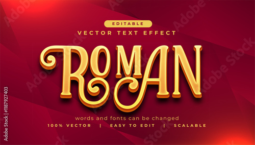 editable golden text effect with 3d bold roman word
