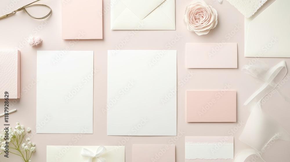 Branding stationery mockup scene blank objects for placing your design Hand made items for wedding invitations Branding stationery mockup scene blank objects for placing your design Hand made items for wedding invitations