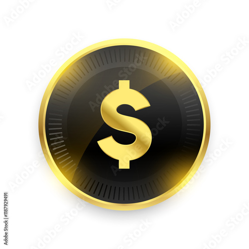 isolated US money golden dollar coin symbol design