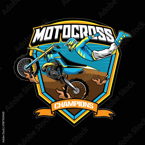 Motocross Extreme Sport Adventure Badge Logotype Vector Illustration for sticker emblem t-shirt banner invitation poster