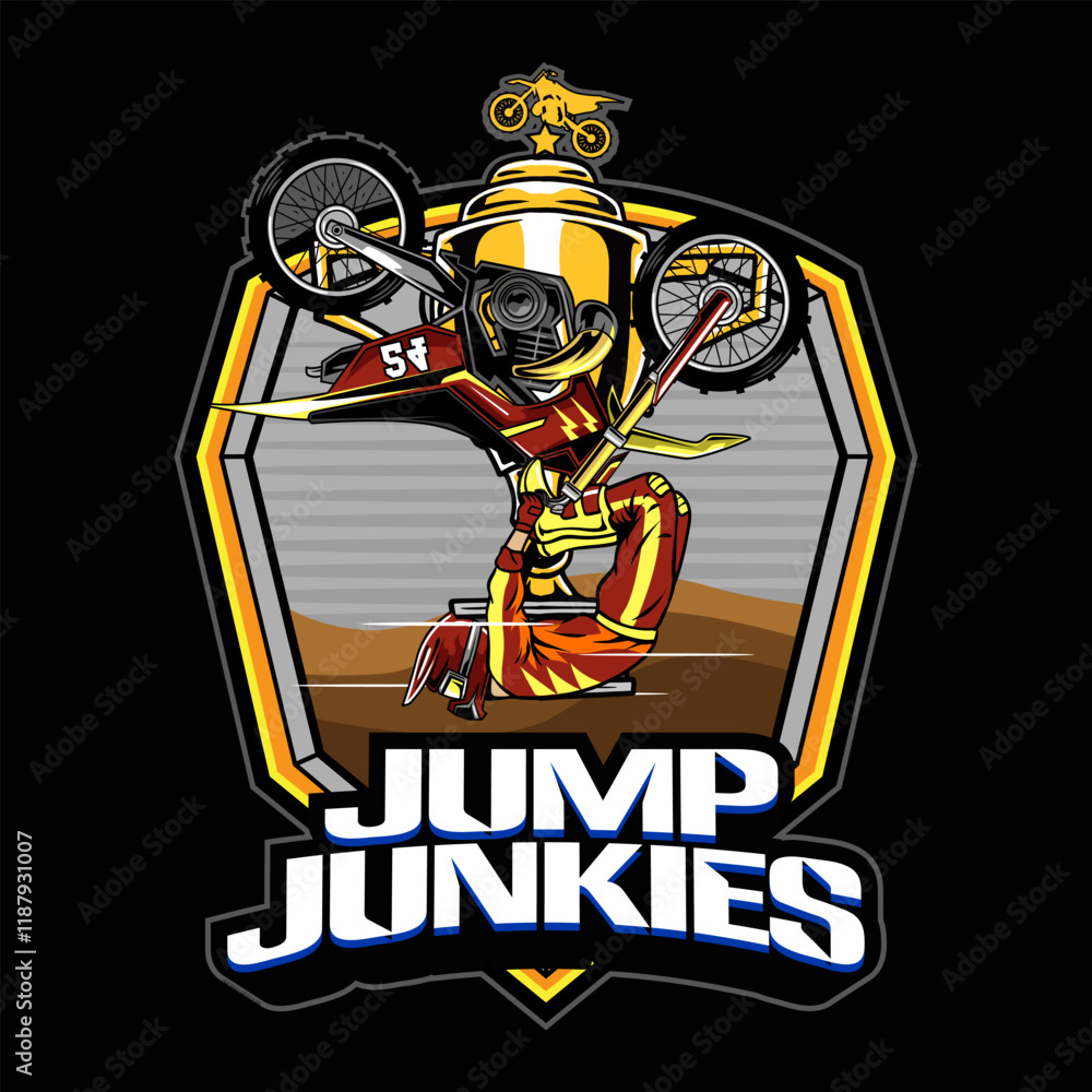 Fototapeta premium Motocross Extreme Sport Adventure Badge Logotype Vector Illustration for sticker emblem t-shirt banner invitation poster