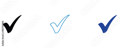 Check mark icon set, approval check icon vector, tick mark sign icon vector set in flat style isolated on white background.