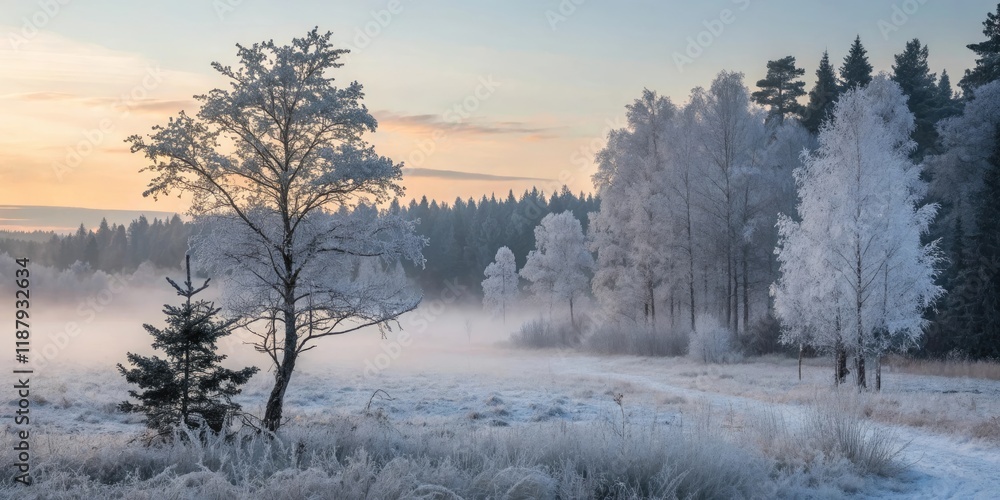 *Frozen mist and sparkling snow in the woods, crystal formation, frosty trees *Frozen mist and sparkling snow in the woods, crystal formation, frosty trees