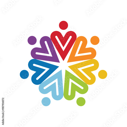 Community Unity Symbol. Teamwork cooperation concept. Vector icon or logo. Colorful design