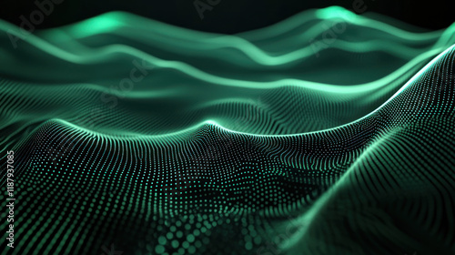 Prompt: A striking 3D green techno abstract background with luminous lines forming an intricate pattern over overlapping dark layers. Sleek and futuristic.