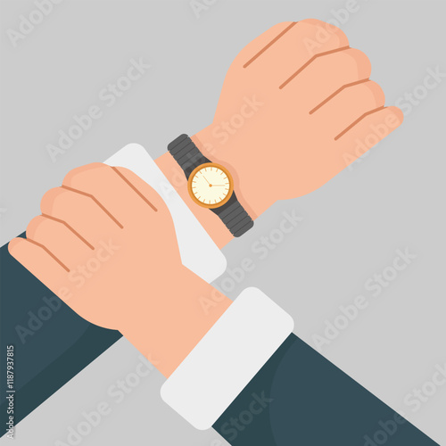 Modern men's luxury watches are used on the wrist. vector illustration