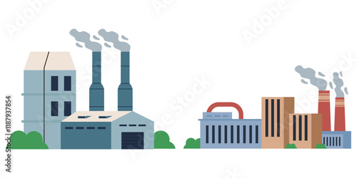 factory Building illustration, vector elements set and collection for city and industry illustration, isolated on a white background. vector illustration