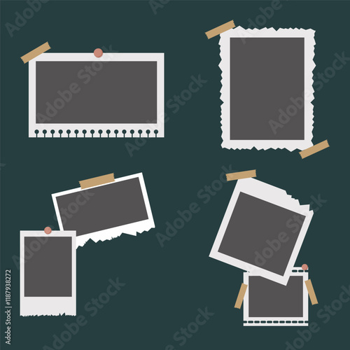 Bundle set of photos frame collage, isolated on a white background. vector illustration