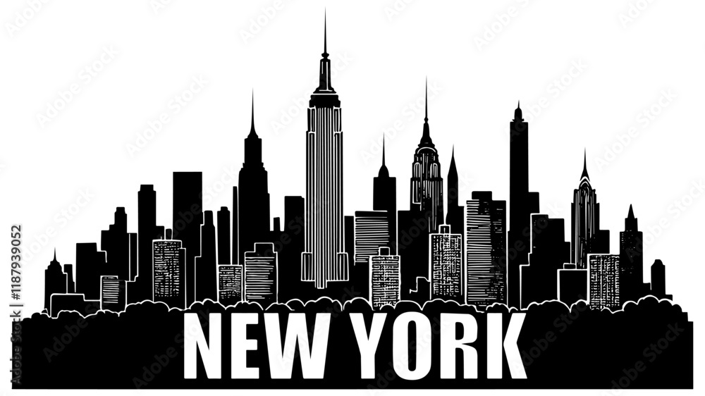 Fototapeta premium New York City Skyline silhouette, isolated 