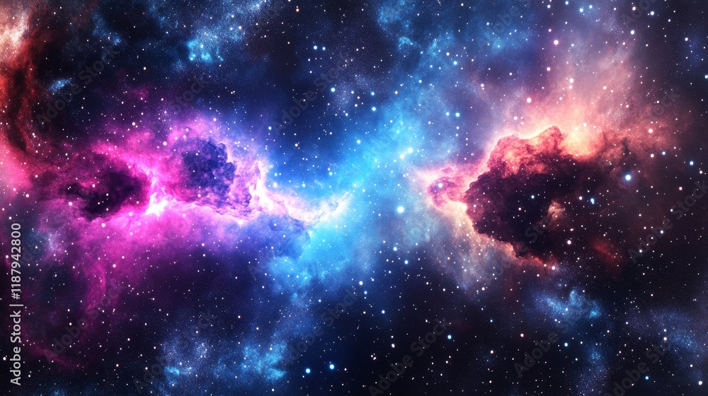 Fototapeta premium Vibrant cosmic nebulae in deep space with stars and colorful gas clouds