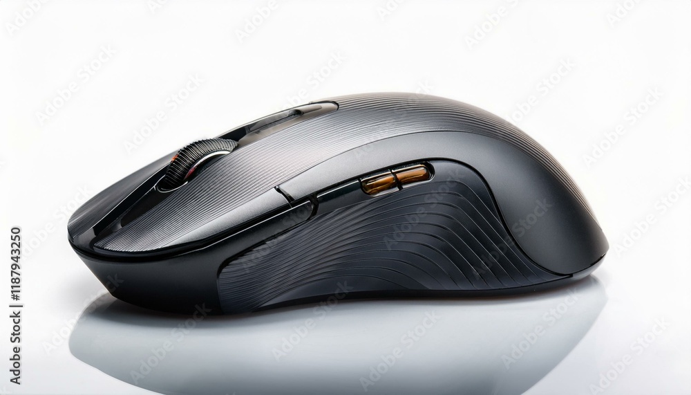 Sleek Wireless Computer Mouse on White Background Sleek Wireless Computer Mouse on White Background