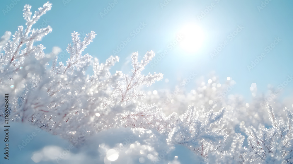 A crisp winter scene featuring intricate snowflakes and sparkling ice crystals background A crisp winter scene featuring intricate snowflakes and sparkling ice crystals background