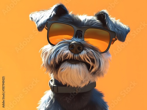 Cool Miniature Schnauzer in Sunglasses: A Summery, Playful Illustration photo