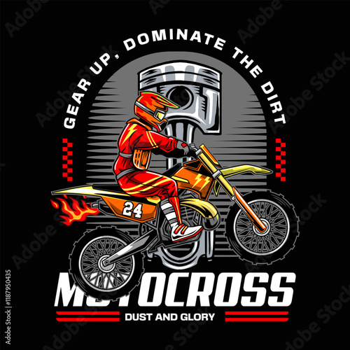 Motocross Extreme Sport Adventure Badge Logotype Vector Illustration for sticker emblem t-shirt banner invitation poster