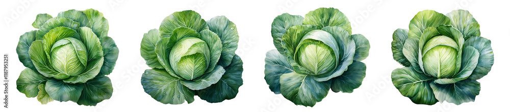 Watercolor Cabbage Illustration, PNG Set Watercolor Cabbage Illustration, PNG Set