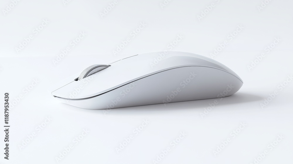 A sleek white computer mouse resting against a soft background. Simple design meets functionality. Perfect for modern workspace aesthetics. Generative AI A sleek white computer mouse resting against a soft background. Simple design meets functionality. Perfect for modern workspace aesthetics. Generative AI