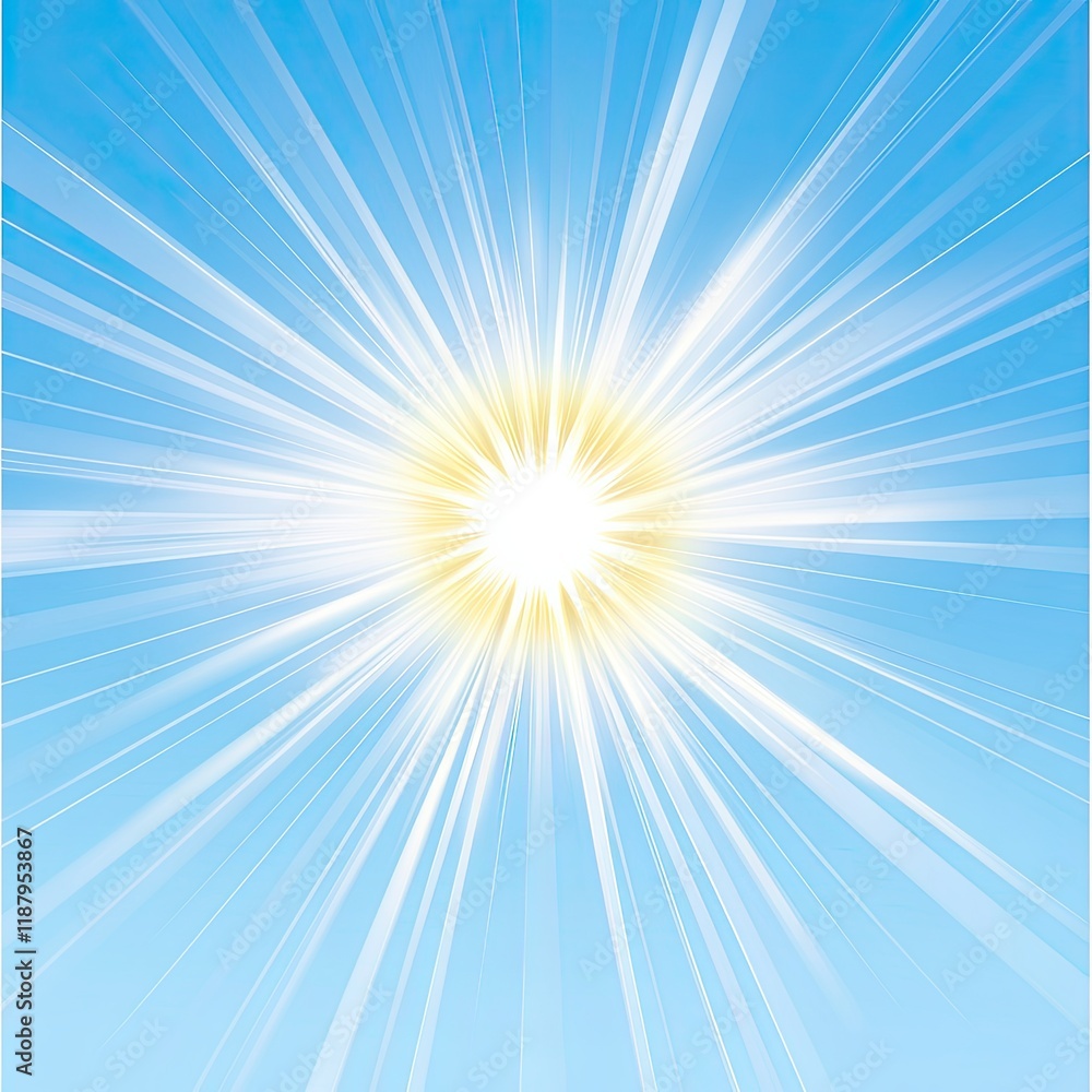 Bright Sunburst on Blue Sky