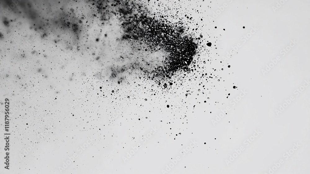 Fototapeta premium Black powder explosion on white background. (2)