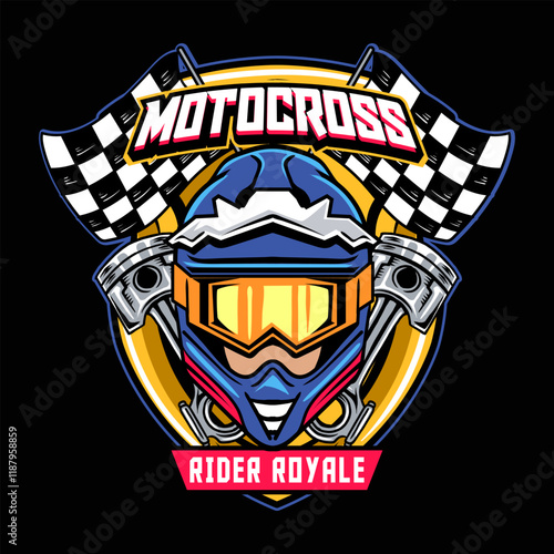 Motocross Extreme Sport Adventure Badge Logotype Vector Illustration for sticker emblem t-shirt banner invitation poster photo