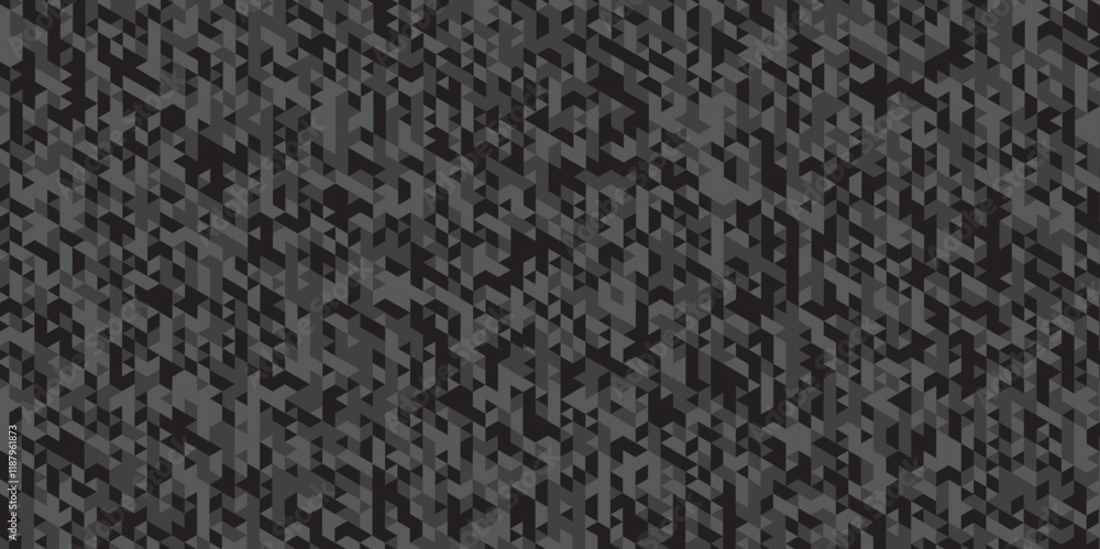 Fototapeta premium Abstract geometric black and gray background seamless mosaic and low polygon triangle texture wallpaper. Triangle shape retro wall grid pattern geometric ornament tile vector square element.