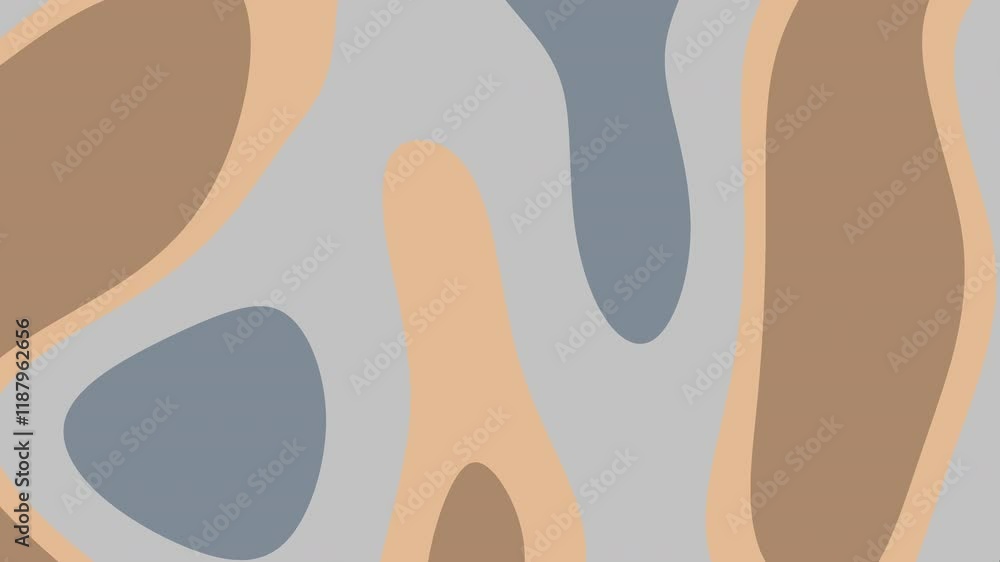 Abstract art features wavy shapes in muted beige and gray tones. Abstract art features wavy shapes in muted beige and gray tones.