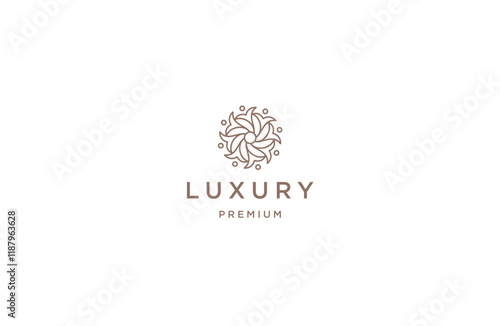 Luxury nature with line art style logo icon design template flat vector