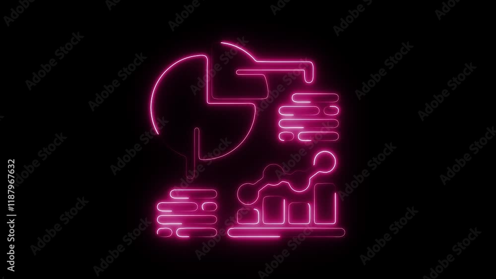 Glowing Neon Statistics Icon, Data Analysis and Insights Symbol, HD Video Motion Graphic Animation on Black Background Glowing Neon Statistics Icon, Data Analysis and Insights Symbol, HD Video Motion Graphic Animation on Black Background