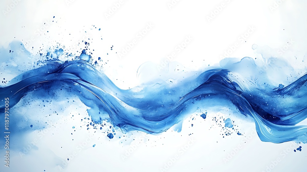 Flowing blue waves abstract art digital illustration calm environment Flowing blue waves abstract art digital illustration calm environment