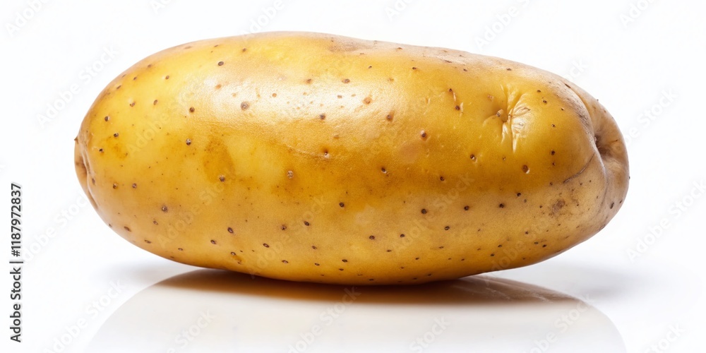 Single Raw Potato Isolated on White Background, Clean Studio Shot for Food Photography Single Raw Potato Isolated on White Background, Clean Studio Shot for Food Photography