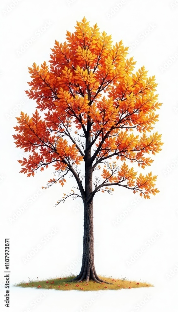 Naklejka premium Lone deciduous tree, stark branches against white , nature photography, majestic