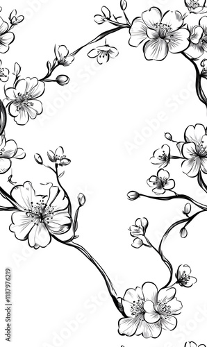 Creative Seamless Pattern 2D Doodle Floral Illustrations for wallpaper, card, tile.