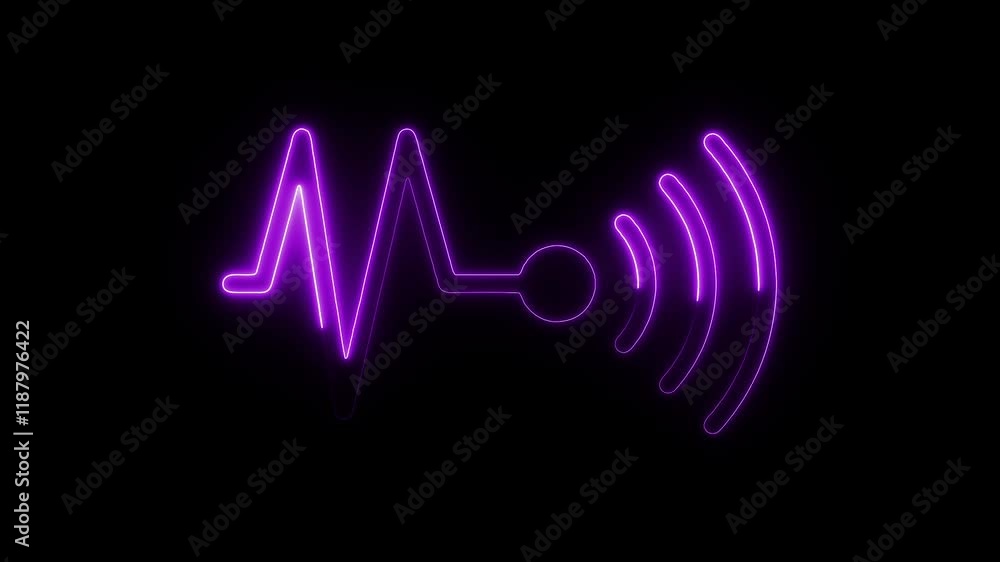 Glowing Neon Sensor Icon Animation on Black Background, HD Motion Graphic Representing Technology and Detection Systems Glowing Neon Sensor Icon Animation on Black Background, HD Motion Graphic Representing Technology and Detection Systems