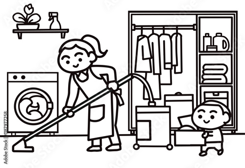 Children doing housework