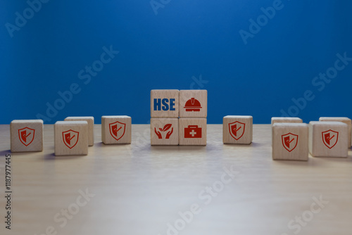 HSE, business and organization icons, health and safety environment concept, industrial work standards