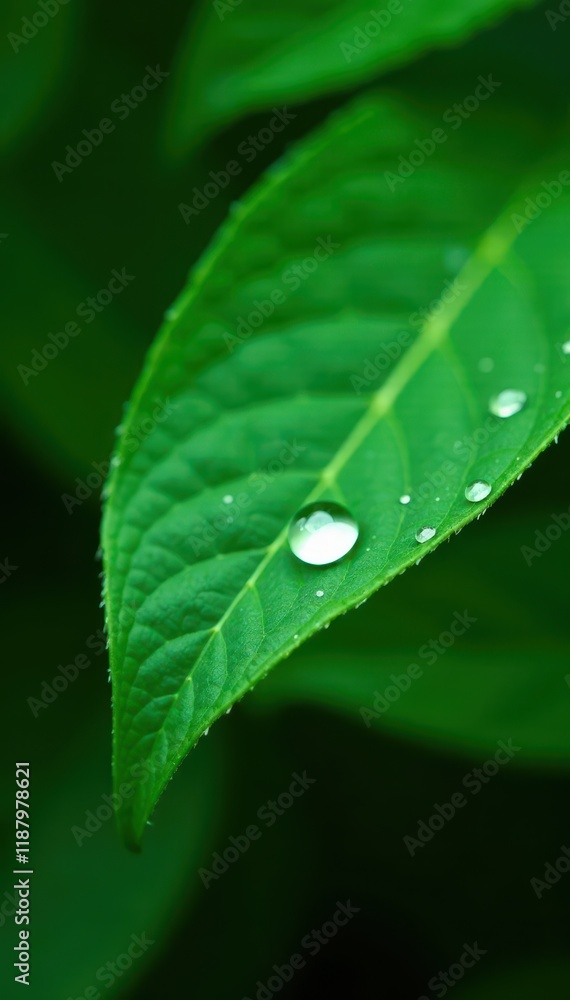 Single dewdrop on lush green leaf, isolated backdrop , shiny, photography Single dewdrop on lush green leaf, isolated backdrop , shiny, photography