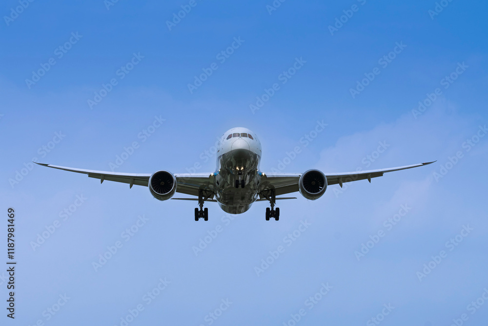 airplanes jet take off from taxi lane airport and aircraft traffic to take off with blue sky background airplanes jet take off from taxi lane airport and aircraft traffic to take off with blue sky background