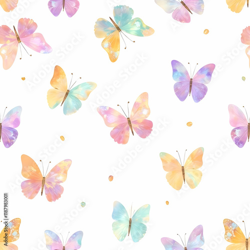 Seamless pattern colorful mini butterfly 