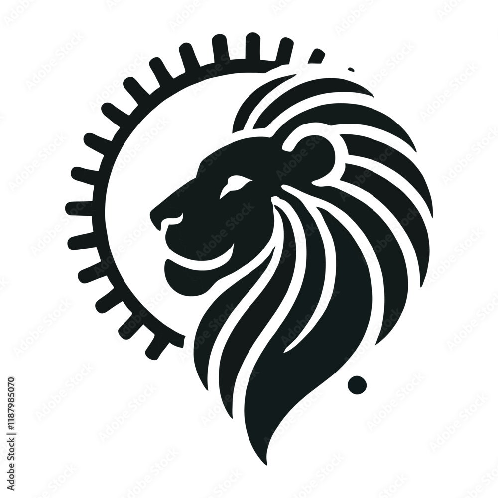 Fototapeta premium Majestic Lion Logo with Sunburst Symbol