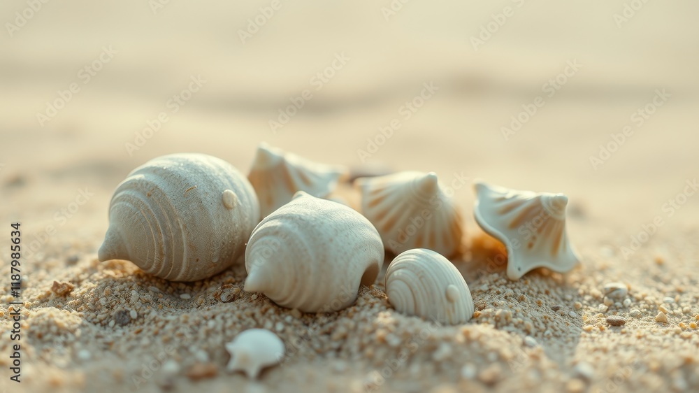 Seashells nestled in soft, sun-kissed sand, a reminder of the ocean's gentle embrace. Seashells nestled in soft, sun-kissed sand, a reminder of the ocean's gentle embrace.