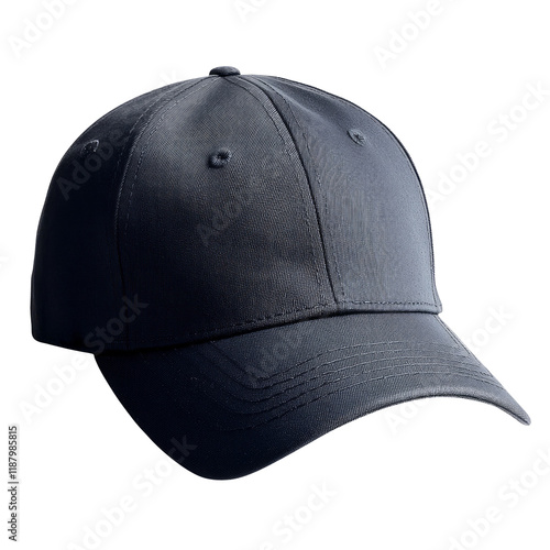 Black Baseball Cap Isolated on Transparent Background for Apparel and Fashion Photography photo