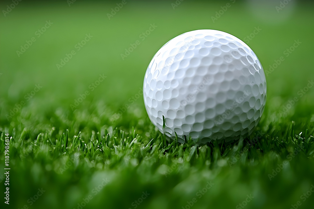 Golf ball on green, course background Golf ball on green, course background