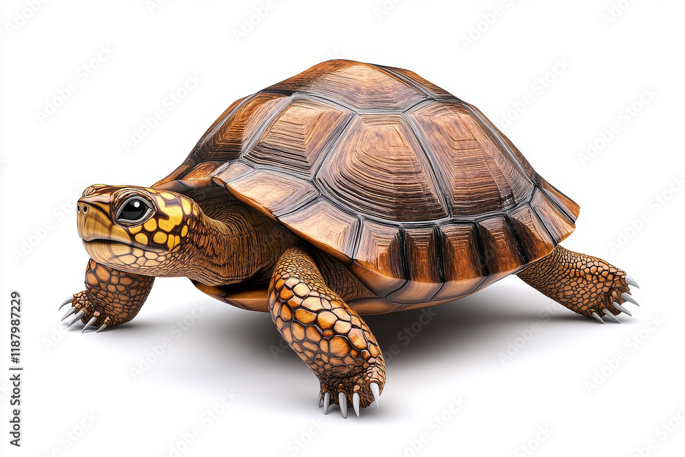 Naklejka premium Majestic Golden Tortoise: A 3D Render of Nature's Wonder