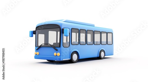 A light blue cartoon-style bus isolated on a white background.