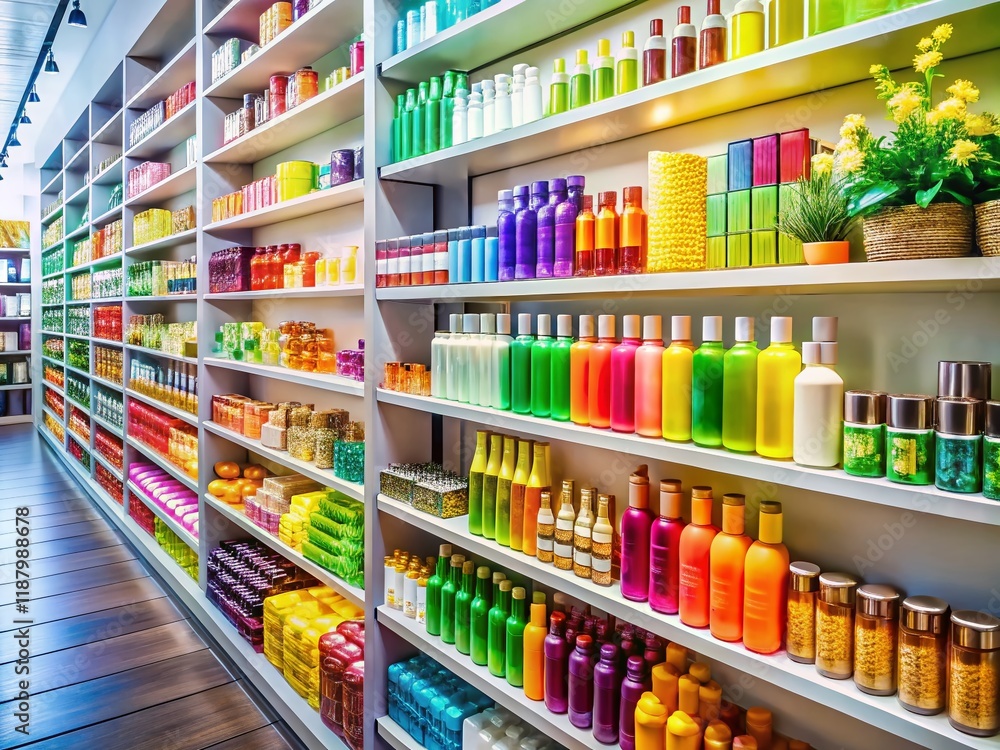 custom made wallpaper toronto digitalStylish Product Display: Shelves Filled with Diverse Goods, Retail Store Interior