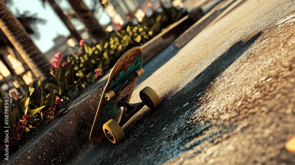 Skateboard on a Sunny Day by the Beach Skateboard on a Sunny Day by the Beach