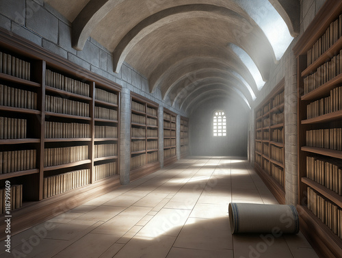 Wallpaper Mural Storied Ancient Library with Scrolls Displayed Torontodigital.ca