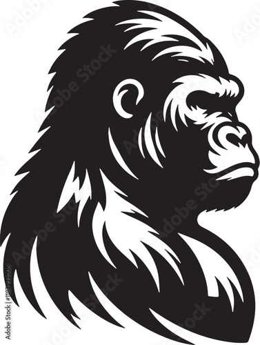 Gorilla Silhouette line art vector illustration on white background