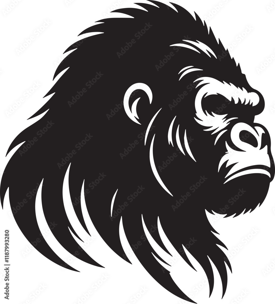 Gorilla Silhouette line art vector illustration on white background Gorilla Silhouette line art vector illustration on white background
