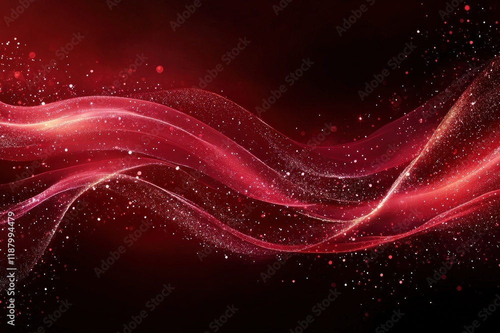 Obraz premium Elegant burgundy red abstract waves digital art modern design creative space aesthetic appeal visual harmony